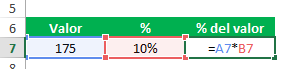 calcular porcentaje excel